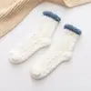 Meias de Lã Coral para Aquecimento de Inverno, Meias para Chão de Casa, Meias de Tricô até a Panturrilha para Dormir, Maternidade, Meia Veluda Macia e Absorvente de Suor