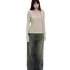 Camisa base gola V para mulheres, novo estilo outono/inverno 2026, top simples justo para o dia a dia, suéter de tricô feminino, efeito emagrecedor