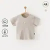 Camisetas de Verano Finas de Manga Corta para Bebés Niños y Niñas, Ropa Infantil de Verano para Niñas de Color Sólido de Media Manga, Clase A, Algodón Puro