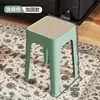 Taburete Cuadrado de Mimbre de Imitación Medieval Apilable Moderno Sencillo para Sala de Estar Taburete de Repuesto para Comedor Taburete de Plástico para Uso Doméstico Fuerte y Duradero