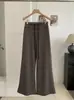 KEKEZOON Calça Casual Listrada Color Block com Cordão para Mulheres, Calça Wide Leg Solta Emagrecedora para Outono 8643