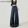 Jeans de Cintura Alta Pierna Ancha para Mujer Otoño e Invierno Nueva Llegada Casual Sueltos Rectos Forrados de Felpa Primavera y Otoño