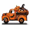 Adornos de escritorio de madera con temática de Halloween lindos y transfronterizos, con forma de calabaza, para repisa de ventana del hogar y decoraciones navideñas