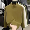Sudadera casual, capa base, cuello alto, manga larga para hombre, elegante, color liso, cálida, a la moda, otoño/invierno, moderna, nuevo diseño de forro polar alemán