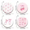 Porta-copos Transfronteiriços Doces e Curativos com Laço, Padrões de Cereja e Laço Rosa, Tapetes para Xícara de Chá com Atmosfera Feminina