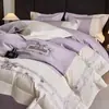 Conjunto de quatro peças de algodão de fibra longa de Xinjiang de alta qualidade, cor nude para dormir, capa de edredom bordada 100% algodão puro, roupa de cama