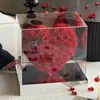 Caixa de Presente Coração 3D Vibrante com Flor Preservada Rosa Vermelha Coração Espelhado Caixa de Flor Eterna Presente 520