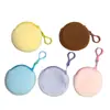 Monedero de Felpa de Color Sólido Macaron, Mini Bolsita Redonda con Cremallera, Llavero, Bolsa para Guardar Auriculares, Regalo