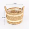 Maceta Tejida de Paja Nórdica Cesta de Flores Mimbre Tejido de Ratán Portátil Tejido Creativo Maceta para Potos Arreglo Floral Planta Verde Maceta Pastoral Decoración del Hogar