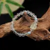 Pulsera de Cristal Blanco Natural con Cristal Shijia Aguamarina, Pulsera de Círculo Único de Zorro de Nueve Colas de Verano para Mujer, Regalo de Buena Suerte