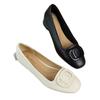 Sapatilhas Quadradas de Couro Macio Femininas Outono 2025 Novas Versáteis Boca Rasa Mocas para Mães Sola Macia Sapatos de Couro Sapatos Antiderrapantes