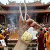 Llavero de Mazu Chapado en Oro de 999, Cadena para Teléfono, Cadena para Teléfono de Regalo de la Atracción Turística de la Isla de Meizhou, Colgante para Coche, Protección Divina para la Seguridad