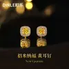 Nuevos Pendientes de Botón Cuadrados Pequeños Amarillos de Plata de Ley S925 para Mujer, Diseño Único, Súper Modernos, Elegantes Pendientes Brillantes de Zirconia