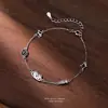 Pulsera de Pareja de Plata de Ley S999 Gato y Perro Diario Diseño de Nicho Coreano Ins Simple Versátil Pulsera con Dibujo Animado