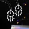 Pendientes de borla de gota de agua circulares estilo europeo, personalidad, circonita, geométricos, aguja de plata s925, huecos, redondos, pendientes de temperamento de lujo ligero