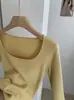 KEKEZOON Suéter de Tricô Gola Quadrada Expondo a Clavícula Cor Sólida Slim Fit Manga Média para Mulheres Estilo Coreano Desejo Puro 8758
