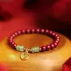 Pulsera de Cinabrio Fupai para Mujer, Pulsera de Arcilla Púrpura para Hombre, Cuentas Budistas, Amuleto de la Suerte para el Año del Dragón