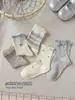 Calcetines de Algodón Puro para Niñas para Otoño con Lazo, Sin Costuras, Clase A, Absorbentes de Sudor, Calcetines Versátiles de Caña Media para Estudiantes, Venta al por Mayor de Calcetines para Niñas