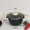 Olla para Sopa de Piedra Maifan Doble Asa Barril para Sopa Olla para Estofado Doméstica de Gas de Aluminio Olla Multifuncional para Cocinar al Vapor Sopa de Cocina Antiadherente