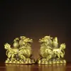 Un Par de Adornos Pixiu Completamente de Cobre para Decoración de Sala de Estar de Casa, Entrada, Regalos de Ceremonia de Inauguración, un Cubo de Bolsas de Fortuna de Oro, Riqueza y Fortuna Pixiu