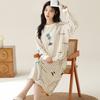 Camisón de algodón 100 % puro para mujer, otoño e invierno, nuevo vestido de manga larga y largo medio, pijamas de primavera y verano, ropa de hogar para mujer