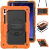 Para Samsung Tab S9Plus silicone PC suporte giratório anti-queda capa plana S9 Ultra alça capa protetora