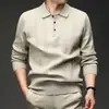 Suéter de punto para hombre con cuello, jacquard de manga larga, suéter casual de negocios para primavera y otoño, suéter de papá para hombres