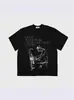 Camiseta de Verano para Hombre de Manga Corta, Color Sólido, Corte Holgado, Estilo Americano Moderno, Impresión de Música Nocturna de Ébano, Gama Alta