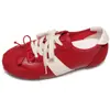 2026 Nuevos Zapatos de Cabeza Grande Feos Lindos para Mujer ins Versátiles Suela Suave Con Cordones Parche de Malla Color Sólido Suela Gruesa Zapatos Individuales Zapatos para Mujer de Moda