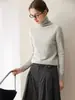 Suéter de Caxemira Novo Outono/Inverno 2026 Feminino Gola Alta Liso Malha de Sete Fios Dupla Camada Tricô Espessado Camada Base