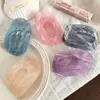 Pinza de Pato Ovalada Rayada de Arena Movediza Iridiscente Textura de Acetato Transparente Brillo Pinza para el Cabello para Mujeres Simple Suave Versátil Peinado