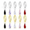 Pendientes de Piercing de Zirconia de Colores Gotas de Agua, Versión Dual Chapada en Oro de Aleación de Titanio, Pendientes Apilables Unisex, Suministro Transfronterizo