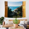 Tapiz Popular Estilo Ins Nórdico con Paisaje de Ventana, Tapiz de Pared Artístico, Decoración del Hogar, Pintura Mural, Tapiz