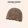 Gorro de Punto Hueco Artístico Hecho a Mano Retro, Delgado y Transpirable para Primavera y Otoño, Suave y Dulce
