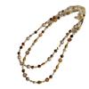 Outono e inverno Maillard Tiger Eye Beaded marrom Faux Pearl Brown Colar Simples Corrente de lã Alta qualidade Mulheres