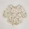 Vestido de Menina Outono Novo Roupinhas de Bebê Macacão de Bebê Vestido de Renda Floral de Manga Longa Roupa para Irmãs Crianças