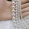Contas de Pérola Branca Estilo Swarovski de Alta Qualidade com Furos para Joias Artesanais DIY, Pérolas de Imitação Atacado em Vários Tamanhos