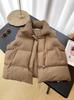 Chaleco de Algodón con Relleno de Plumas de Comercio Exterior Otoño e Invierno 2026 para Mujer, Estilo Corto, Estilo Coreano, Chaleco Chaqueta de Algodón con Cuello Alto, Chaleco, Ropa de Abrigo