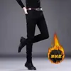 Jeans pretos novos de alta qualidade para homens, slim fit de verão, calças compridas retro casuais masculinas da moda, elásticas