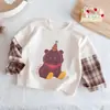 Camiseta para Niñas para Primavera y Otoño 2026, Nuevo Estilo para Niños Pequeños, Top de Manga Larga de Dibujos Animados con Diseño de Dos Piezas Falsas, Atuendo de Otoño para Bebés Niñas