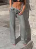 Estación Independiente 2026 Primavera/Otoño Nueva Ropa para Mujer Europea y Americana Adelgazante Pantalones de Pierna Ancha Elegantes No se Pegan a la Pierna Dobladillo Crudo Jeans En Stock