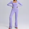 Nuevo Mono de Yoga de Manga Larga para Mujer con Alta Elasticidad, Transpirable, Absorbente de Sudor, Pantalones Acampanados de Baile Fitness, Mono Deportivo