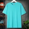 Camiseta de manga corta con hombros caídos de 260 g para hombre y mujer, estilo coreano, color liso, marca de moda, cuello redondo holgado, manga corta, camiseta personalizada de algodón de Xinjiang