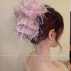 Pinza para el cabello con lazo multicapa para mujer, accesorios para el cabello, pinza grande de plumas, tocado de alta gama para dar volumen al cabello, pinza de tiburón