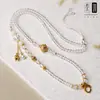 Collar de Estilo Budista Tailandés con Cuerda para Colgar Thangka, Cadena de Cristal Colgante, Cadena Delgada de 4 mm con Borla de Concha de Perla para Mujer
