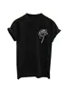 Camiseta básica casual Harajuku retro americana millennial com estampa floral, camiseta feminina de manga curta