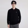 Suéter de punto con cuello polo y media cremallera modelo 2026 para hombre, marca de moda otoño e invierno, estilo maduro, tacto de alta gama, camiseta base de punto de manga larga