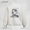 Sudadera de Cuello Redondo para Hombre con Bolsillo Estampado de Fragmento de Personaje Corte Holgado Streetwear Americano Casual Primavera/Otoño Jersey Ropa Deportiva