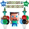 Novo conjunto de 18 balões de pixel com números grandes verdes do Minecraft apresentando designs do Creeper e do Steve