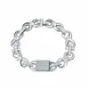 Prata Esterlina S925 Transfronteiriça Quente Hiphop Rua Hip Hop Hobo Corrente Cubana Oito Hip Hop Cubana Pulseira Masculina